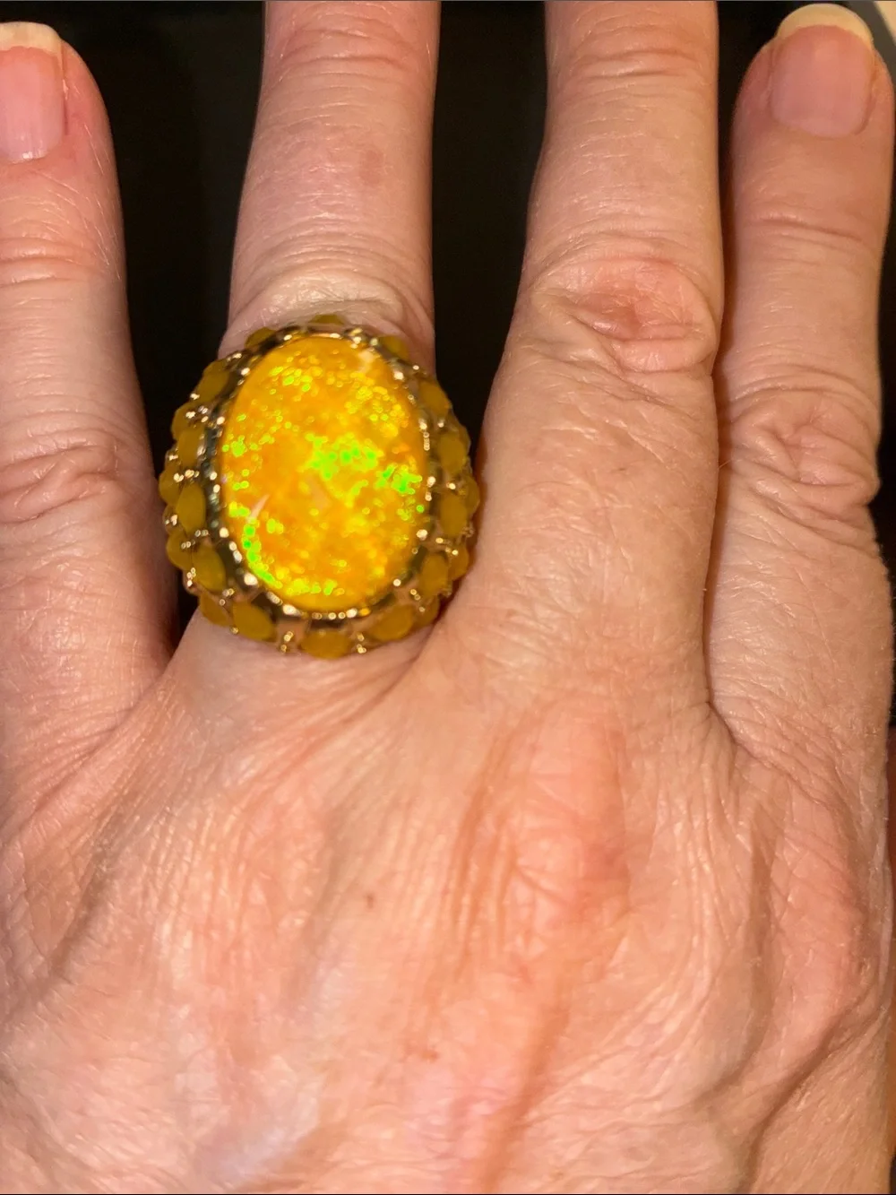 Yellow Opal Statement Stretch Ring
